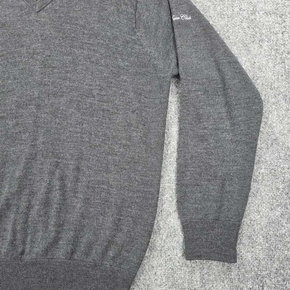 Turtleson Sweater Mens XL Gray V Neck Merino Wool Long Cove Club Golf Pullover